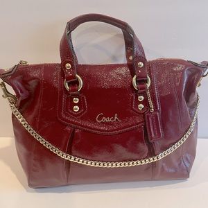 COACH Ashley Crimson Red Patent Leather EUC GORGEOUS Purse